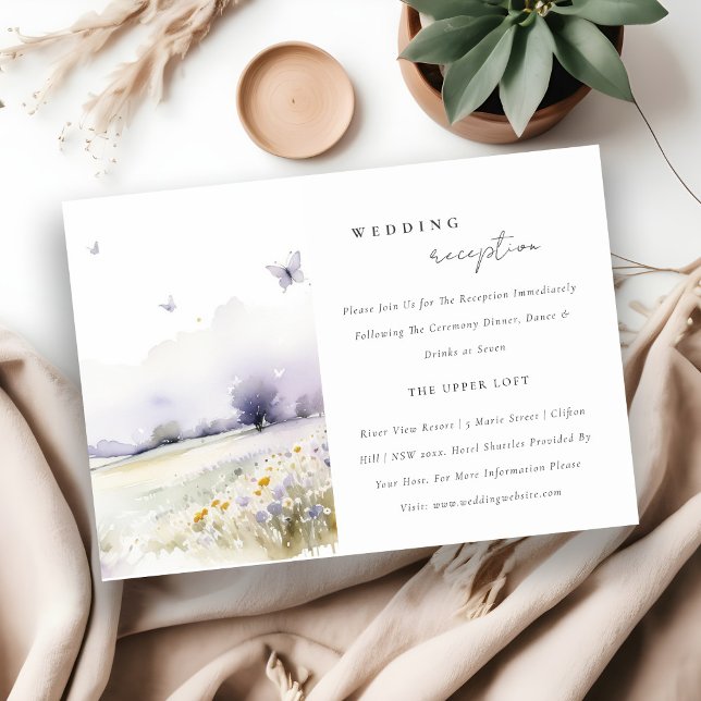 Lilac Wildblume Butterfly Field Hochzeitsempfang Begleitkarte (Von Creator hochgeladen)
