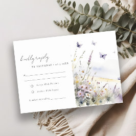 Lilac Wildblume Butterfly Field Hochzeitsempfang RSVP Karte