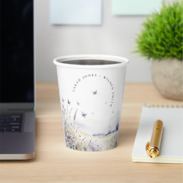 Lilac Wildblume Butterfly Field Landscape Wedding Pappbecher