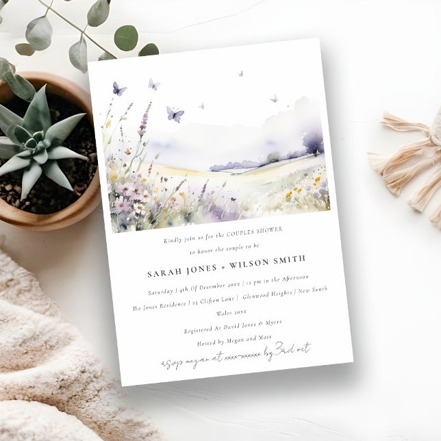 Lilac Wildblume Butterfly Fields Paare Dusche Einladung (Von Creator hochgeladen)