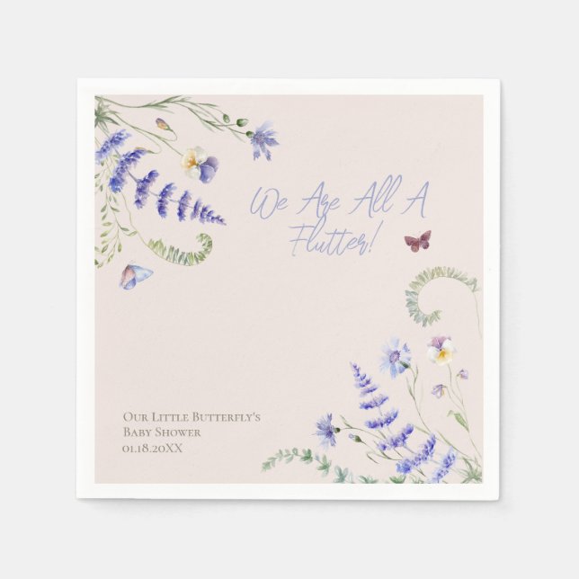 Lilac Wildblume Butterfly für Babydusche Serviette (Vorderseite)