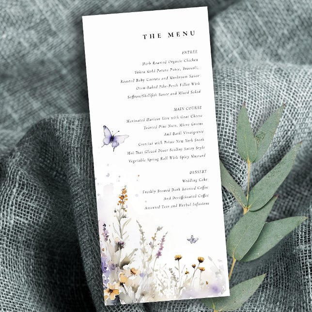 Lilac Wildblume Butterfly Garden Menu Card Einladung (Von Creator hochgeladen)