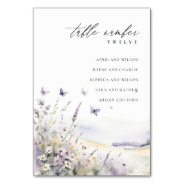 Lilac Wildblume Butterfly Hochzeitstabelle Tischnummer