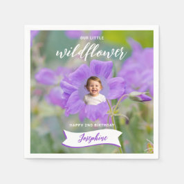 Lilac Wildblume Custom Baby Foto Happy Birthday Serviette