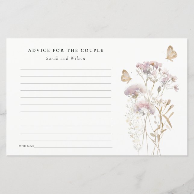 Lilac Wildblume Fern Foliage Watercolor Wedding (Vorderseite)
