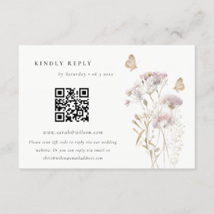 Lilac Wildblume Fern Foliage Wedding QR Code UAWG Begleitkarte
