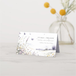 Lilac Wildblume Field Butterfly Landschaft Hochzei Platzkarte