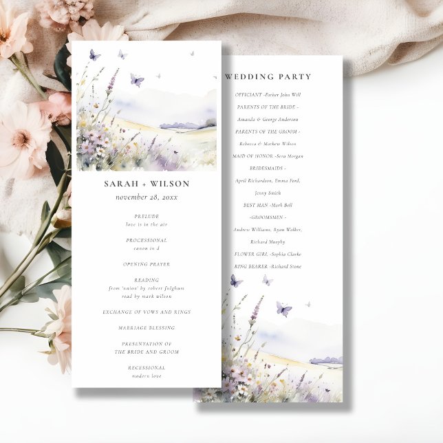 Lilac Wildblume Field Butterfly Wedding Program Einladung (Von Creator hochgeladen)