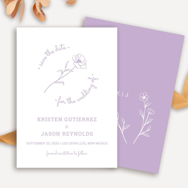 Lilac Wildblume Save the Date Einladung (Lilac Wildflower Save The Date)