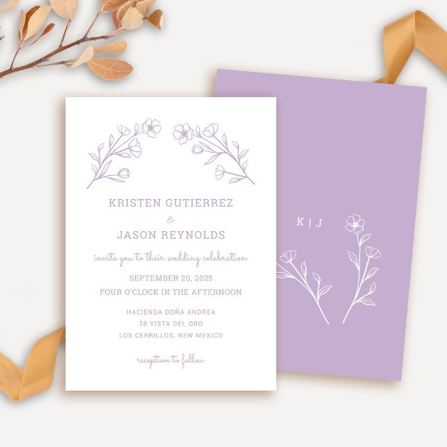 Lilac Wildblume Wedding Einladung (Wildflower Wedding Invitation in Lilac)