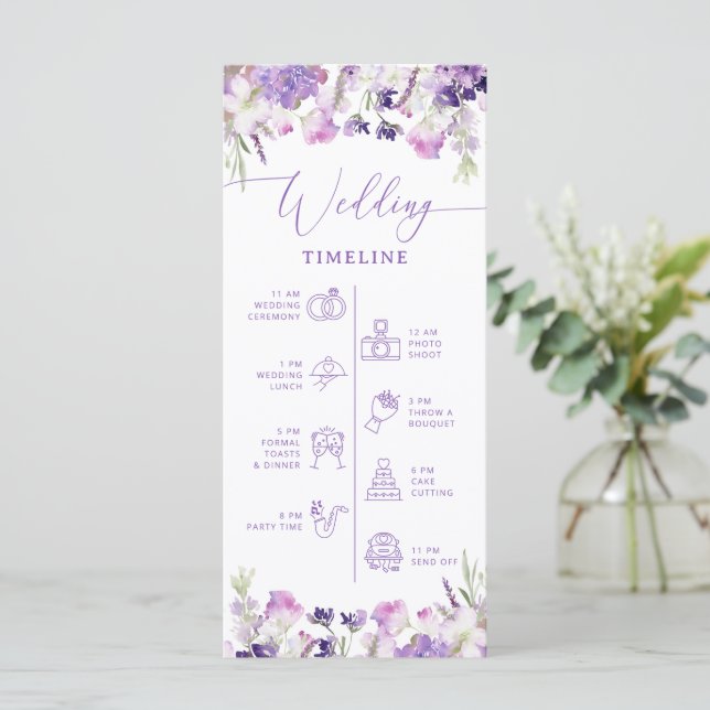 Lilac Wildblumen Hochzeitsprogramm Programm (Stehend Vorderseite)