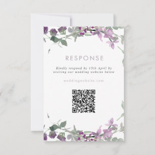 Lilac-Wildblumen Hochzeitsseite QR-Code RSVP Karte
