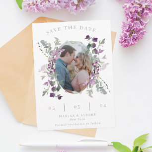 Lilac Wildblumen Oval Frame Wedding Foto Save The Date