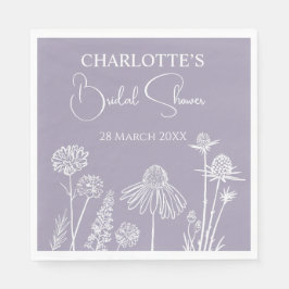 Lilac Wildblumen Sketched Floral Brautparty Serviette