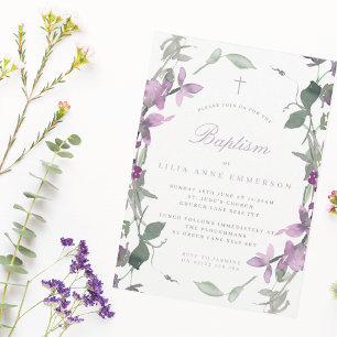 Lilac-Wildblumen & Taufe Einladung