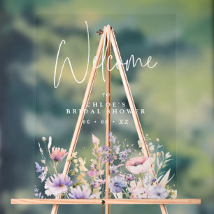 Lilac Wilde Blumen Brautparty Begrüßung Acrylschild