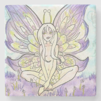 Lilac Wings Cartoon Haare Blume Stone Untersetzer