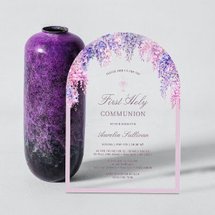 Lilac Wisteria Arch Erste Kommune Acryleinladungen