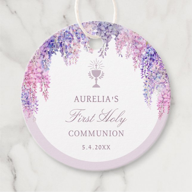 Lilac Wisteria Arch Erste Kommune Geschenkanhänger (Vorderseite)