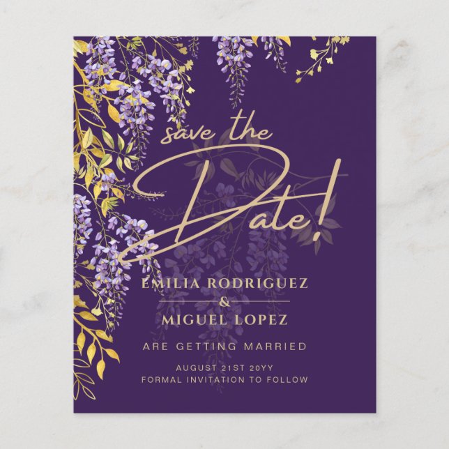 Lilac Wisteria Lila Wedding Save the Date (Vorderseite)