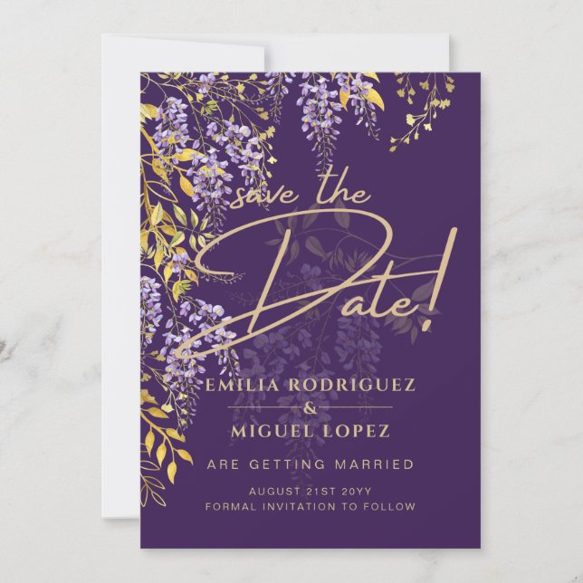Lilac Wisteria Lila Wedding Save the Date Einladung (Vorderseite)