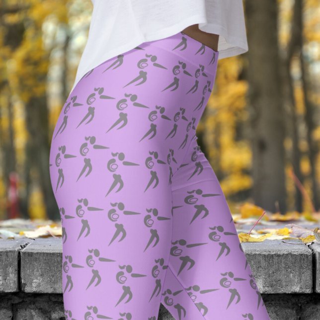 Lilac Womens Rugby Pattern Leggings (Womens Rugby on Bright Lilac Ube Leggings)