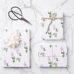 Lilac Wrapping Paper Flat Sheet Set 3 Geschenkpapier Set