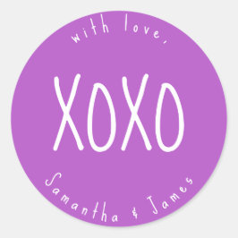 Lilac XOXO Romantische Personalisierte Runder Aufkleber