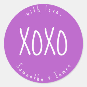 Lilac XOXO Romantische Personalisierte Runder Aufkleber