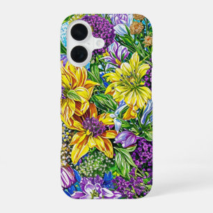 Lilac Yellow Green Garden Blume Muster iPhone 16 Hülle