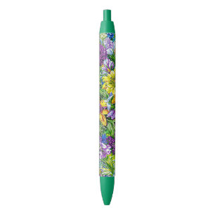 Lilac Yellow Green Garden Blume Muster Kugelschreiber