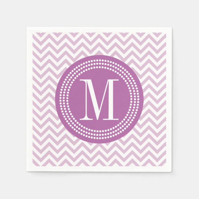 Lilac Zickzack Zigzag Personalisiert Monogram Serviette (Vorderseite)