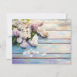 Lilacs and Daisis on Pastel Wood Postkarte