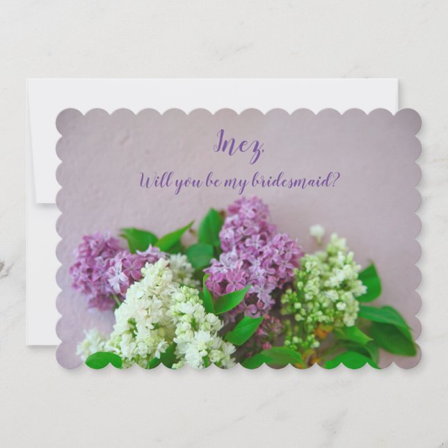 Lilacs auf blassrosa Hintergrund Einladung (Vorderseite)