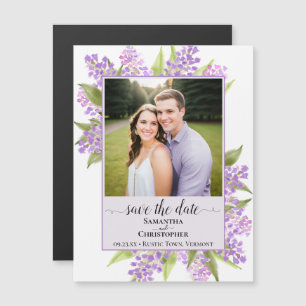 Lilacs & Foto Lavender Wedding Save the Date Magneteinladung