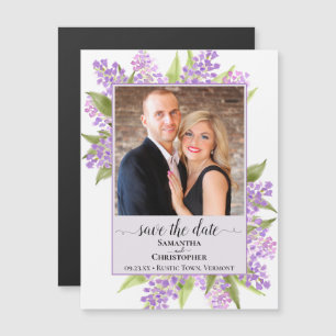 Lilacs & Foto Lavender Wedding Save the Date Magneteinladung