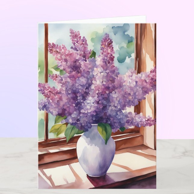 Lilacs für Muttertag Personalisierte Wasserfarbe Karte (Von Creator hochgeladen)