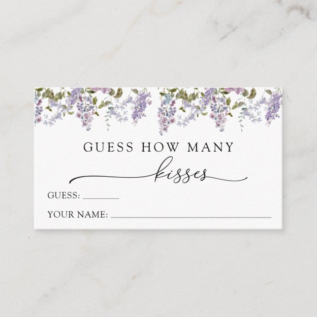 Lilacs Guess Wie viele Kisses Enclosure Card Begleitkarte (Vorderseite)