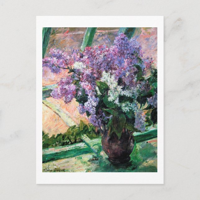Lilacs in einem Fenster, Mary Cassatt Postkarte (Vorderseite)