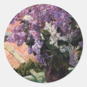 Lilacs in einem Fenster   Mary Cassatt Runder Aufkleber