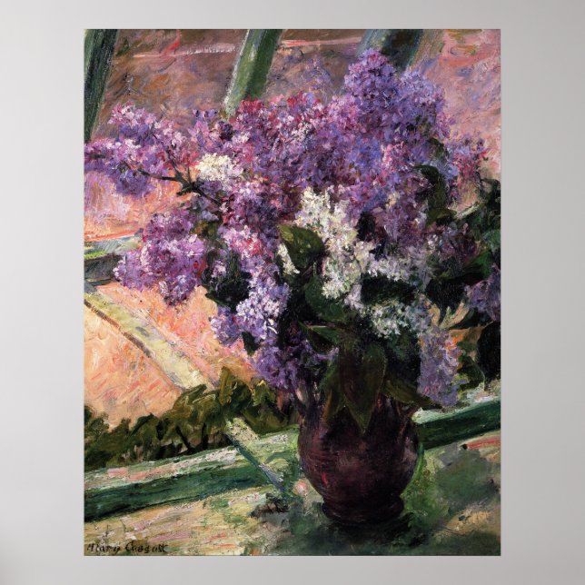 Lilacs in einem Fenster Poster (Vorne)