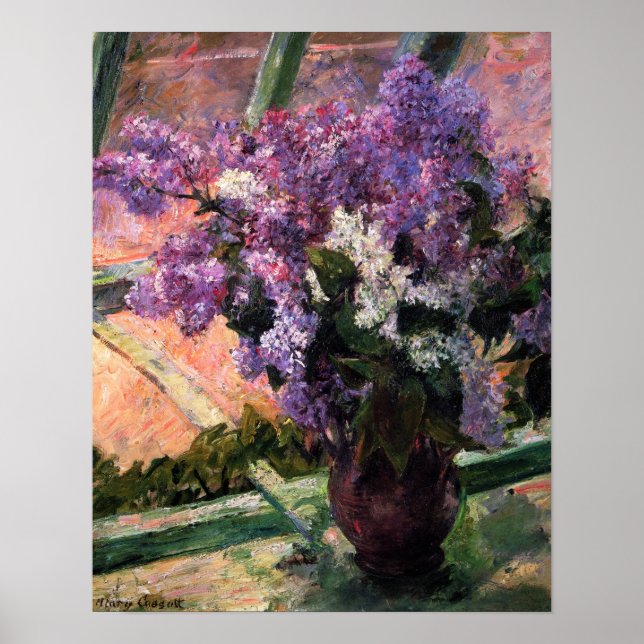 Lilacs in einem Fenster von Mary Cassatt Poster (Vorne)