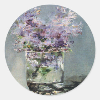 Lilacs in einem Glas von Edouard Manet Runder Aufkleber