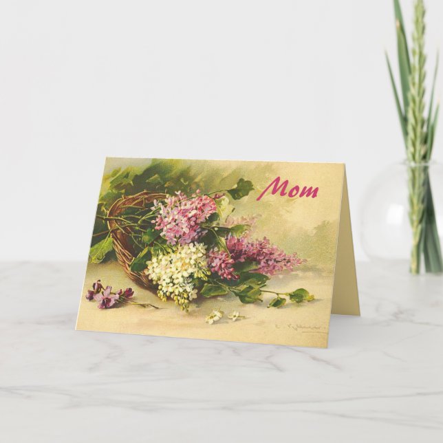 Lilacs in einem Muttertag im Korb Karte (Vorderseite)