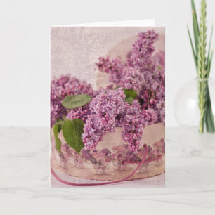Lilacs in einem Viktorianischen Hutkasten Karte