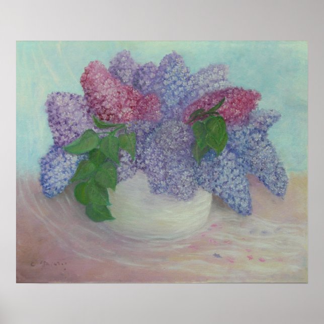 Lilacs in einer Vase Poster (Vorne)
