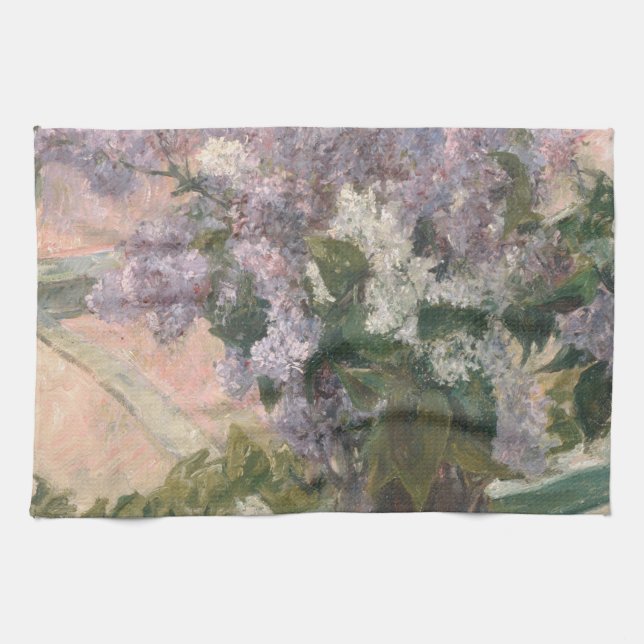 Lilacs in Window von Mary Cassatt American Painter Geschirrtuch (Horizontal)