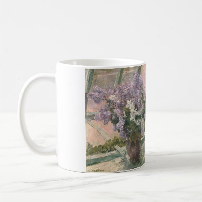 Lilacs in Window von Mary Cassatt American Painter Kaffeetasse (Links)