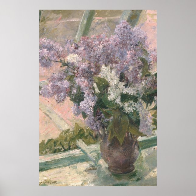 Lilacs in Window von Mary Cassatt American Painter Poster (Vorne)