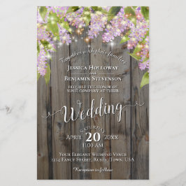 Lilacs & Lights on Wood BUDGET Hochzeit Einladung